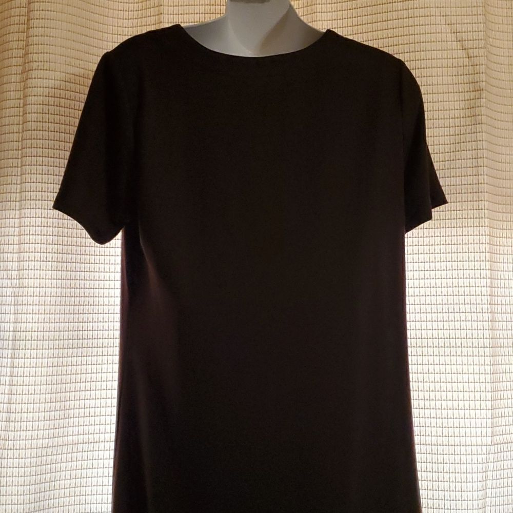Susan Graver Dress Sz S brown Solid Swing Dress Short Sleeve - Picture 5 of 7